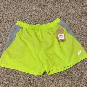 ASICS Men's Neon Green and Gray Athletic Shorts NWT